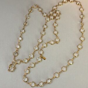 Gorgeous Swarovski faceted crystal clear beads gold tone continuous 34”